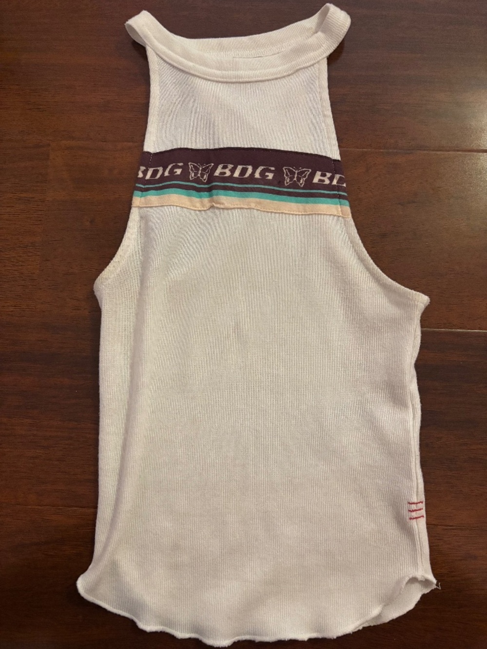 BDG Urban Outfitters White Ribbed Butterfly Tank Top XS Y2K